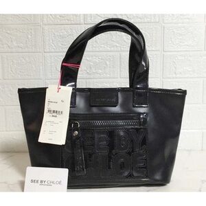 NWT See By Chloe Black Structured Tote with Modern Aesthetic
